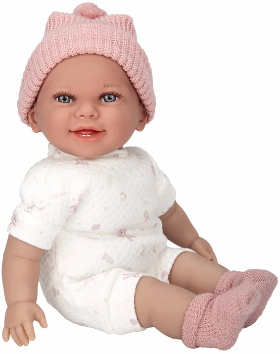Arias realistiška kūdikio lėlė su garsu ir čiulptuku, 34 cm, rožinė kepurytė