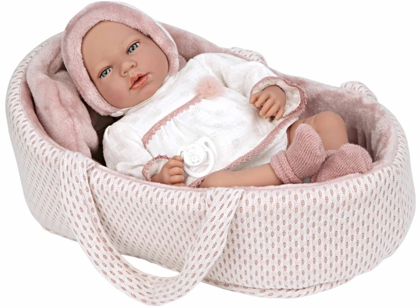 Munecas Arias Arias lėlė su pašiltinta nešykle, su garsu 40 cm