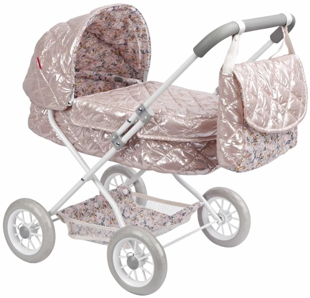 Arias lėlių vežimėlis rožinis, 55 cm, sulankstomas, su rankine, vaikams