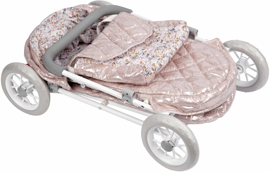 Arias lėlių vežimėlis rožinis, 55 cm, sulankstomas, su rankine, vaikams