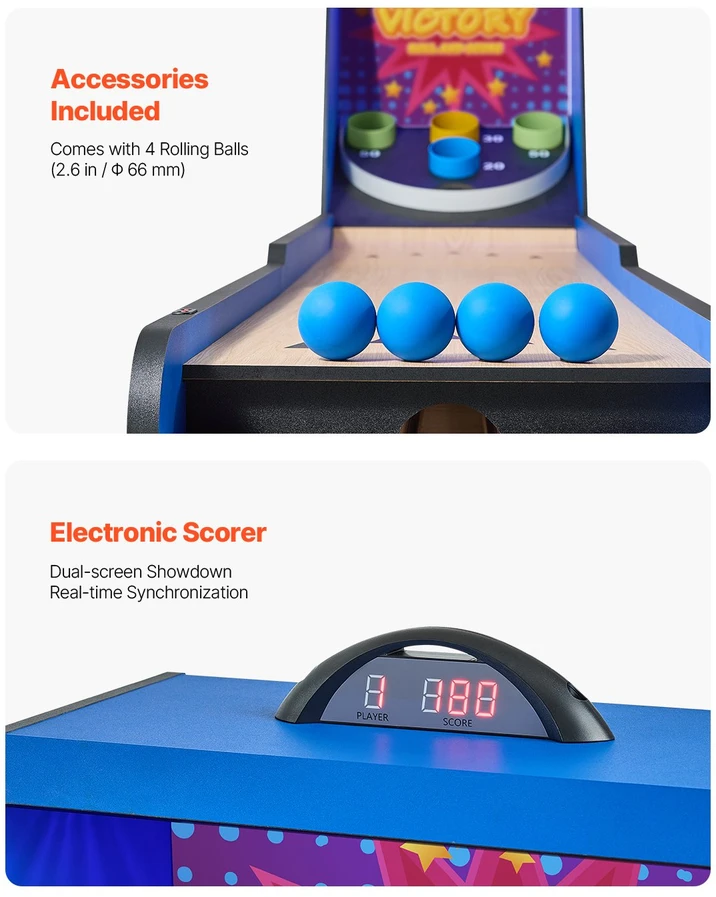 VEVOR 2,4 m ilgio ritinio ir taškų arcade stalas