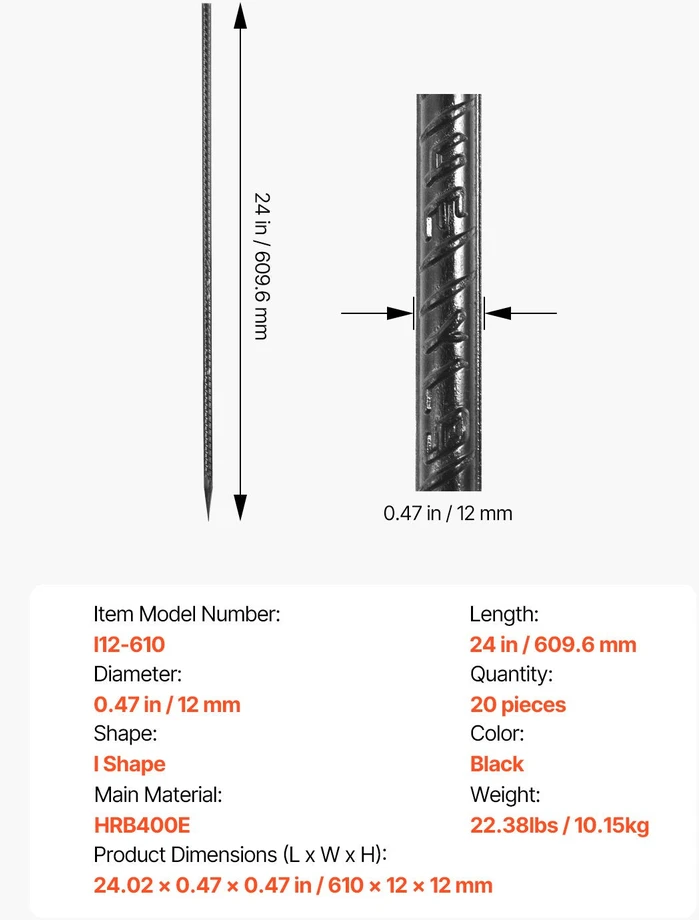 VEVOR 60 cm ilgaplaukiai cinkuoti žemės inkarai