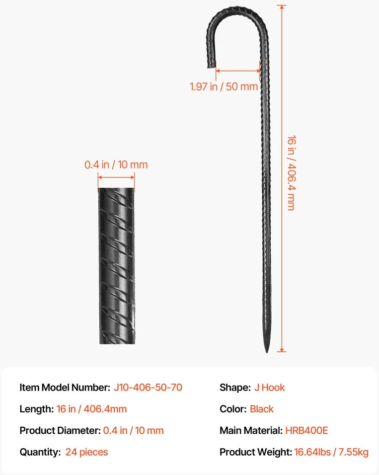 VEVOR J formos 406 mm inkarų rinkinys
