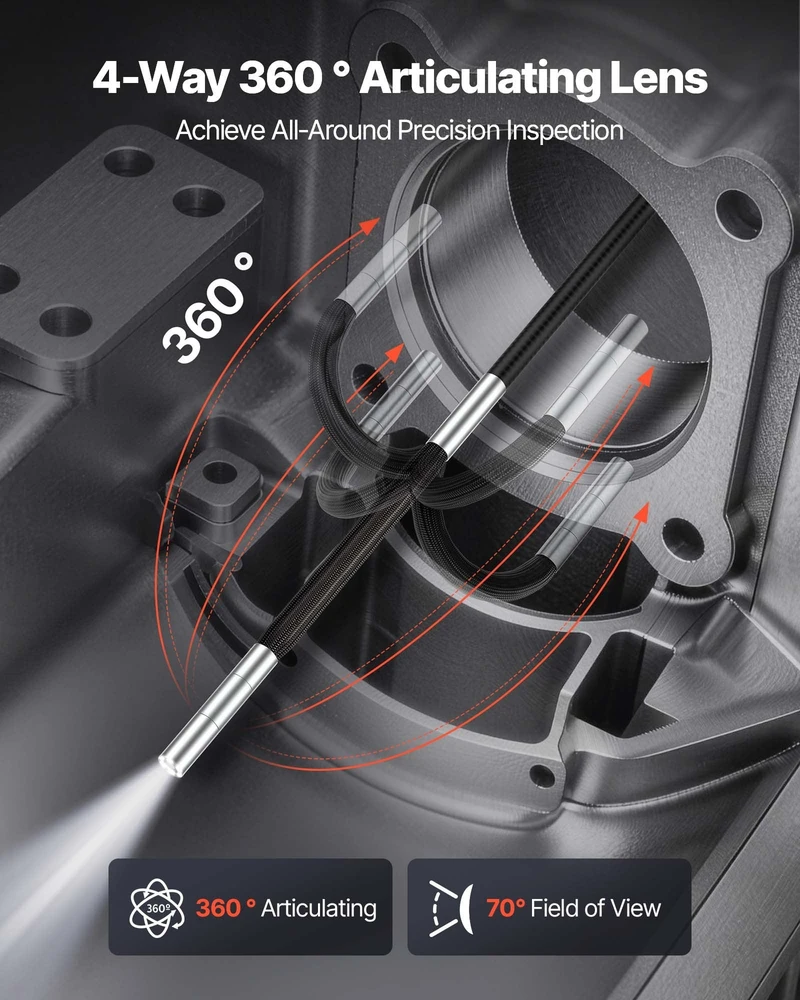Artikuliuojantis endoskopas VEVOR SX4, 3,9 mm itin plonas objektyvas