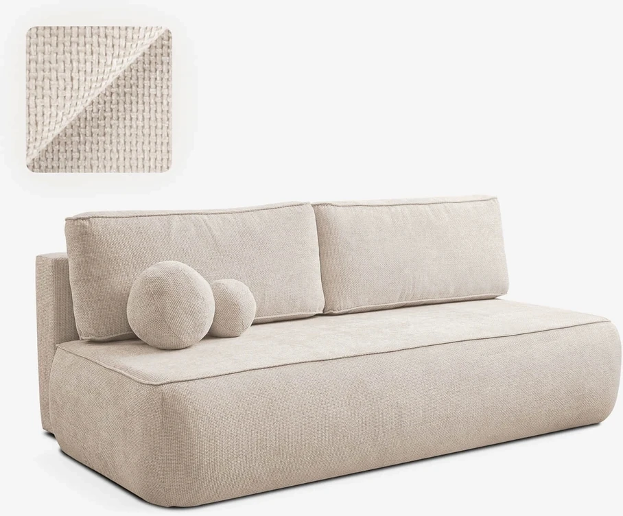 ARVETO kreminės spalvos šenilinė moderni sofa su miegojimo funkcija