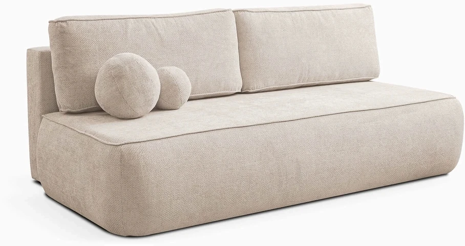 ARVETO kreminės spalvos šenilinė moderni sofa su miegojimo funkcija
