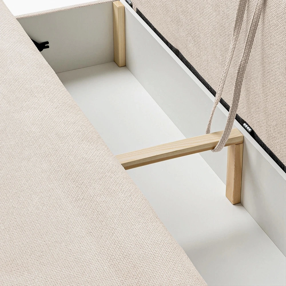 ARVETO kreminės spalvos šenilinė moderni sofa su miegojimo funkcija