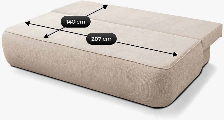 ARVETO kreminės spalvos šenilinė moderni sofa su miegojimo funkcija
