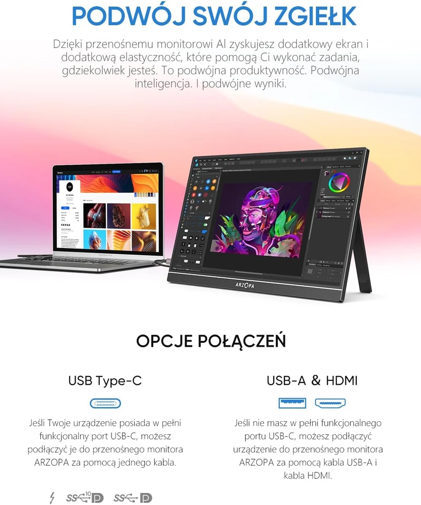 Arzopa nešiojamas monitorius A1 15.6"
