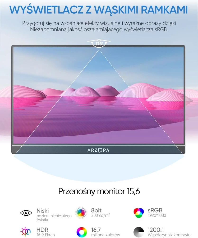 Arzopa nešiojamas monitorius A1 15.6"
