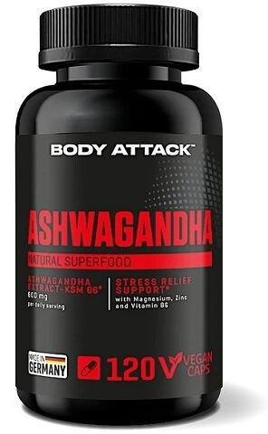 Ashwagandha kapsulės Body Attack KSM-66 120 kapsulių