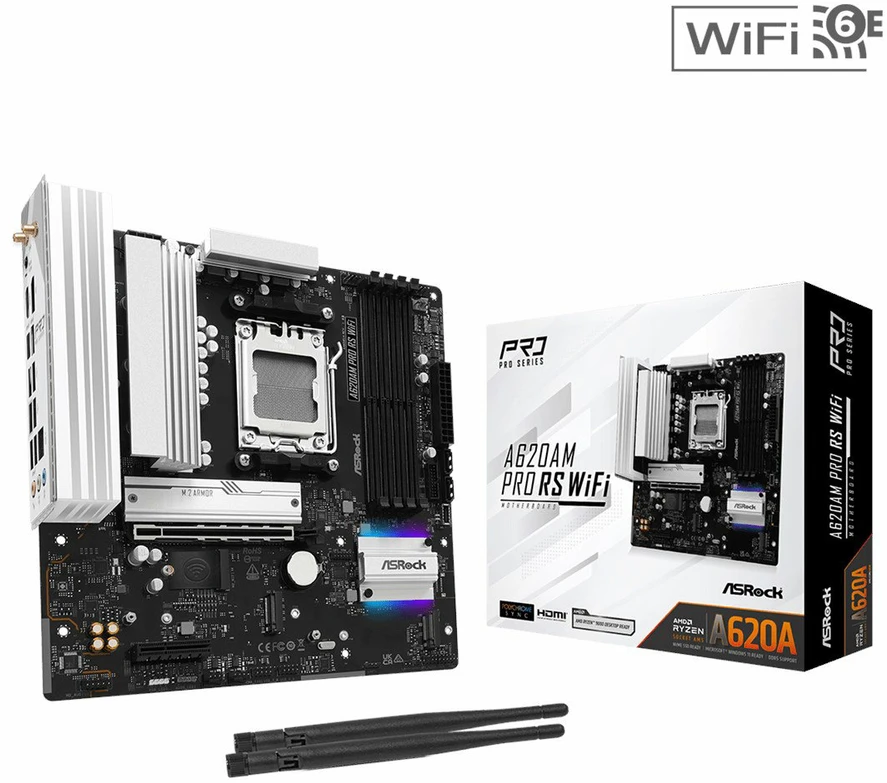 Pagrindinė plokštė Asrock A620AM Pro RS WiFi AMD A620A Socket AM5 micro ATX
