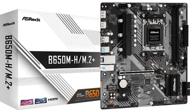 ASRock | B650M-H/M.2+ | Procesorių šeima AMD | Procesoriaus lizdas AM5 | DDR5 | Palaikomos standžiojo disko sąsajos SATA, M.2 | SATA jungčių skaičius 4