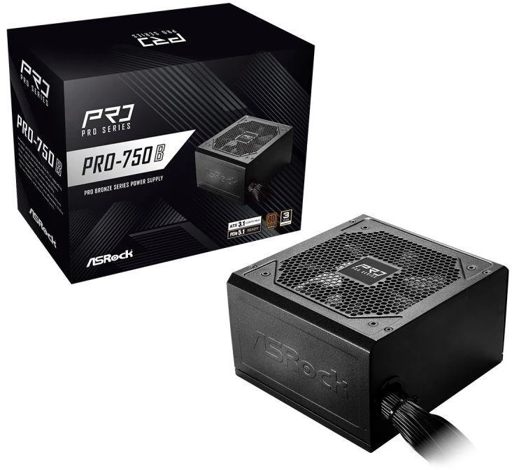 Asrock PRO-750B maitinimo blokas 750 W 24 kontaktų ATX ATX Juodas