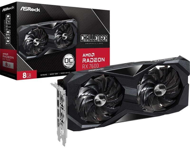 Grafikos plokštė ASROCK AMD Radeon RX 7600 8 GB GDDR6 128 bit PCIE 4.0 8x GPU 1770 MHz Dual Slot Fansink 1xHDMI 3xDisplayPort RX7600CL8GO