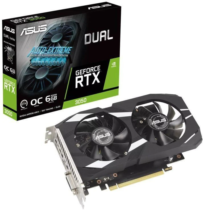 ASUS Dual GeForce RTX 3050 OC 6GB vaizdo plokštė