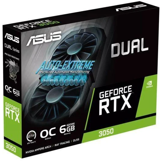 ASUS Dual GeForce RTX 3050 OC 6GB vaizdo plokštė