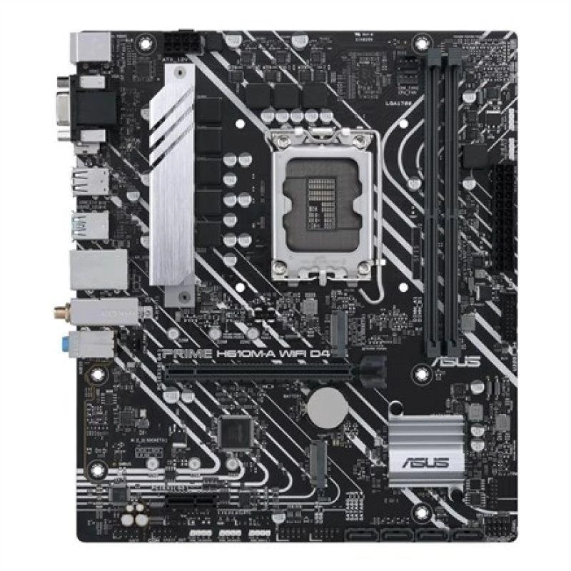 Asus | Pagrindinė plokštė H610M-A WIFI D4 | „Intel“ procesorių šeima | Procesoriaus lizdas LGA1700 | DDR4 atmintis | Atminties lizdai 2 | Palaikomos kietojo disko sąsajos SATA, M.2 | SATA prievadų skaičius: 4 | Lustų rinkinys Intel H610 | Formos faktorius