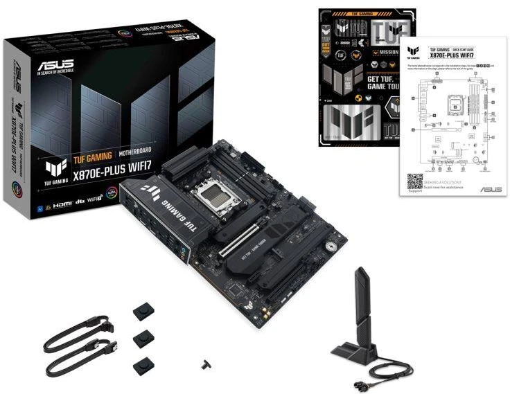 ASUS TUF GAMING X870E-PLUS WIFI7 AMD AM5 ATX pagrindinė plokštė 4xDDR5 PCIe 5.0 x16 4xM.2 1xHDMI 2xSATA