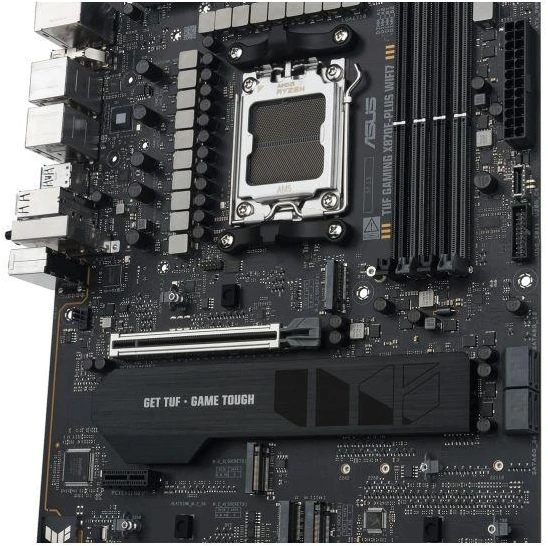 ASUS TUF GAMING X870E-PLUS WIFI7 AMD AM5 ATX pagrindinė plokštė 4xDDR5 PCIe 5.0 x16 4xM.2 1xHDMI 2xSATA