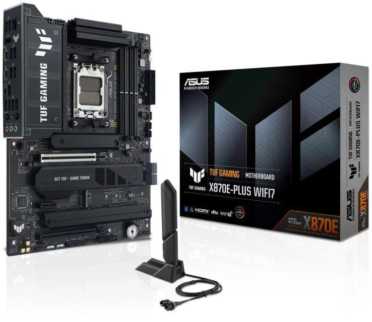 ASUS TUF GAMING X870E-PLUS WIFI7 AMD AM5 ATX pagrindinė plokštė 4xDDR5 PCIe 5.0 x16 4xM.2 1xHDMI 2xSATA