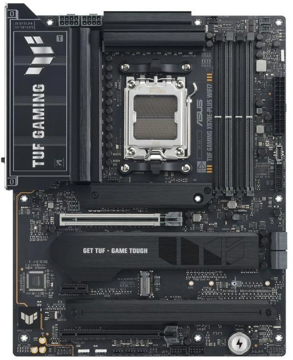ASUS TUF GAMING X870E-PLUS WIFI7 AMD AM5 ATX pagrindinė plokštė 4xDDR5 PCIe 5.0 x16 4xM.2 1xHDMI 2xSATA