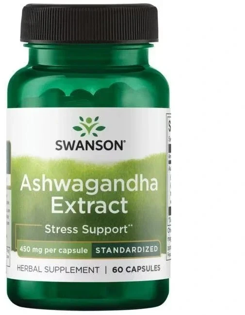 Ašvagandos ekstrakto kapsulės Swanson 60 kapsulių, 450 mg