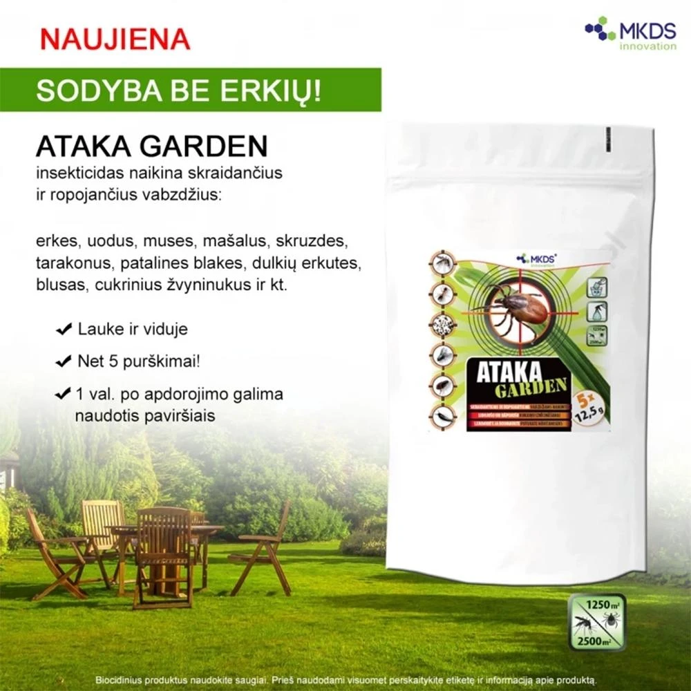 Ataka GARDEN insekticidas erkėms, uodams naikinti