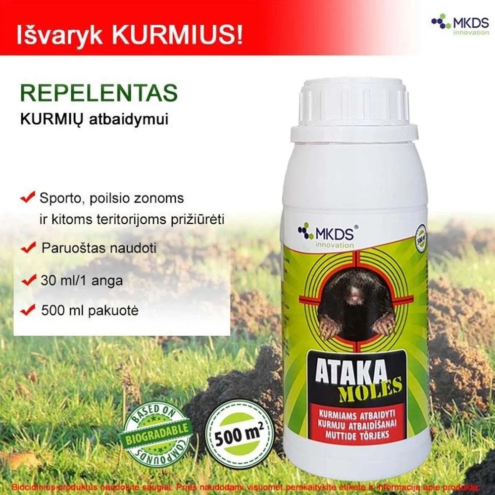 Mkds Dirvos priedai nuo kurmių ATAKA MOLES, 500 ml