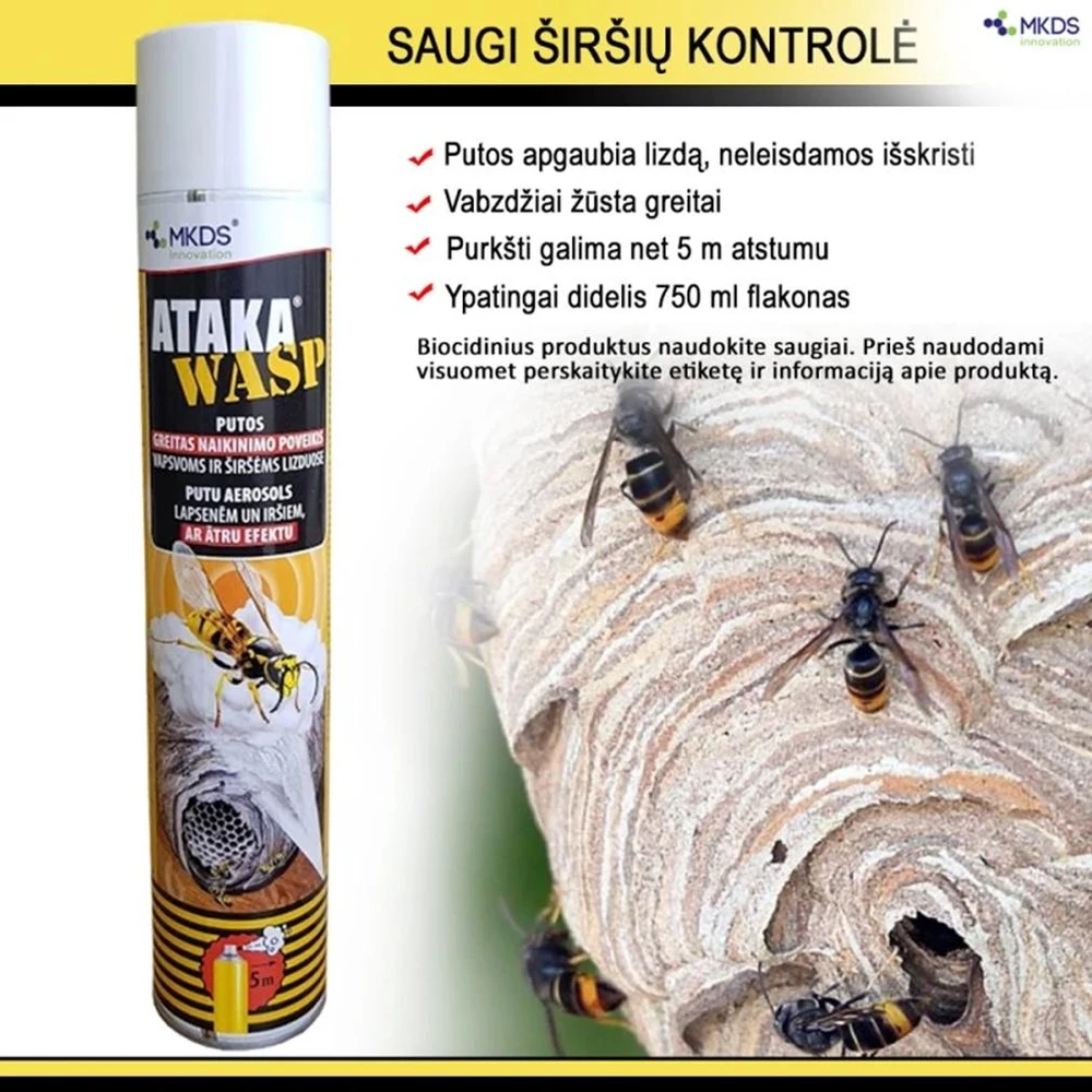 Mkds Putos širšių ir vapsvų lizdams naikinti ATAKA WASP, 750 ml