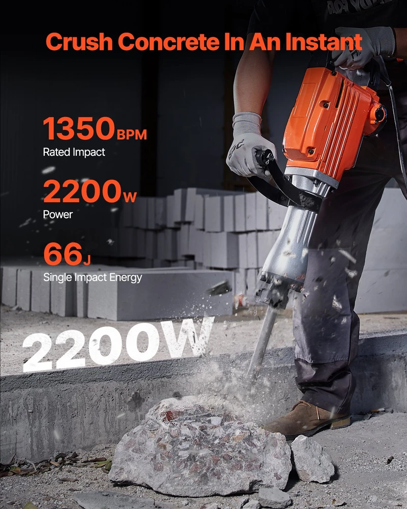 Vevor Griovimo plaktukas su 2200W elektriniu varikliu ir 4 kaltai