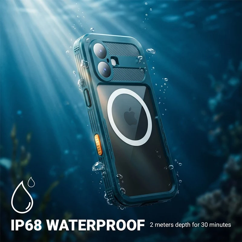 Atsparus vandeniui dėklas iPhone 17, mėlynas Crong Seal Cover