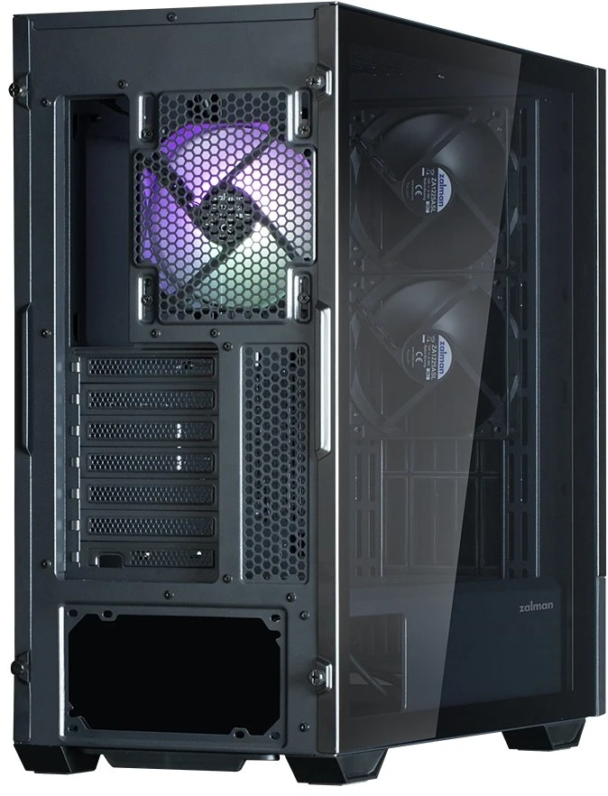 ATX kompiuterio korpusas su 15,6 colio ekranu Zalman Z10 DS, 1 × 120 mm ARGB ventiliatorius, juodas