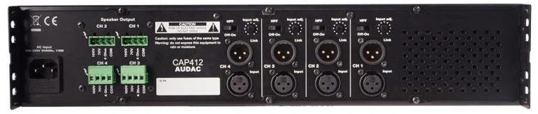 Audac CAP412 keturių kanalų galios stiprintuvas, 4 x 120 W, 100 V
