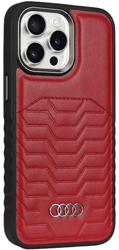 Audi Synthetic Leather MagSafe Apple iPhone 15 Pro Max 6.7″ red kietas dėklas AU-TPUPCMIP15PM-GT/D3-RD