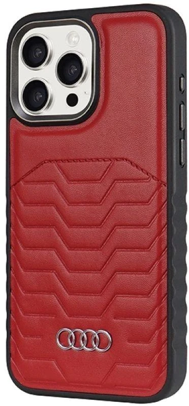 Audi Synthetic Leather MagSafe Apple iPhone 15 Pro Max 6.7″ red kietas dėklas AU-TPUPCMIP15PM-GT/D3-RD