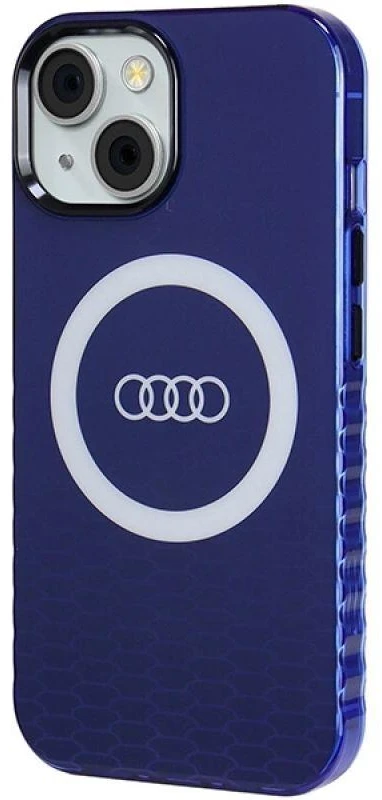 Audi IML Big Logo MagSafe Dėklas Apple iPhone 15 / 14 / 13 6.1″ mėlynos spalvos hardcase AU-IMLMIP15-Q5/D