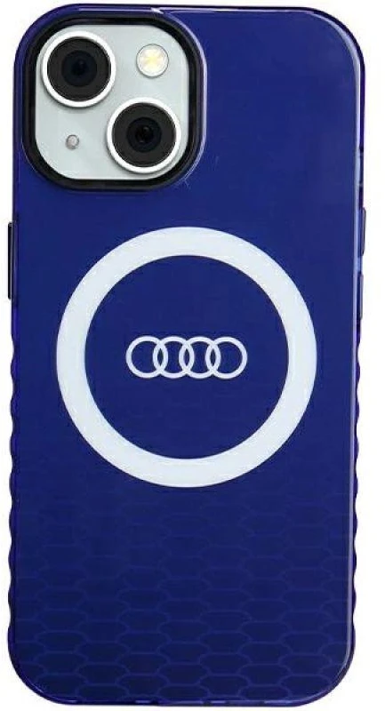 Audi IML Big Logo MagSafe Dėklas Apple iPhone 15 / 14 / 13 6.1″ mėlynos spalvos hardcase AU-IMLMIP15-Q5/D