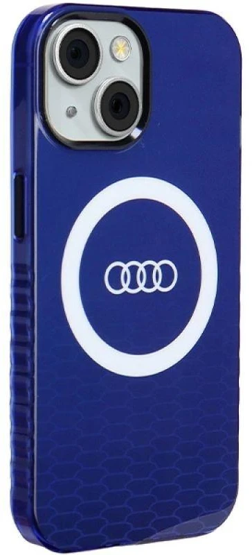 Audi IML Big Logo MagSafe Dėklas Apple iPhone 15 / 14 / 13 6.1″ mėlynos spalvos hardcase AU-IMLMIP15-Q5/D