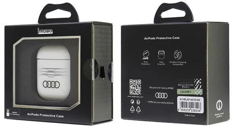 Audi IML Geometric Pattern AirPods 1/2 dėklas baltos spalvos AU-IMLAP-A6/D3-WE