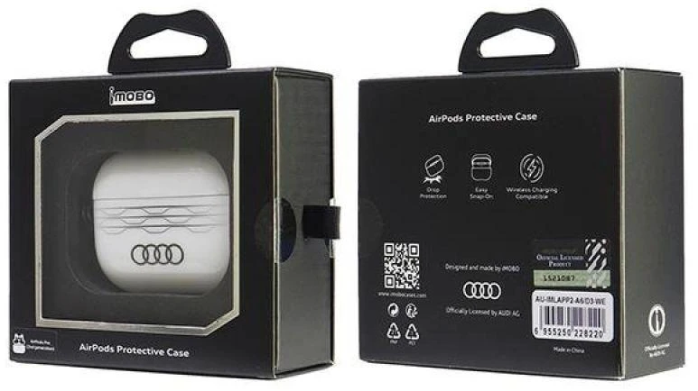 Audi IML Geometric Pattern AirPods Pro 2 dėklas baltos spalvos AU-IMLAPP2-A6/D3-WE