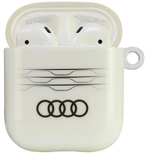 Audi IML Geometric Pattern AirPods 1/2 dėklas baltos spalvos AU-IMLAP-A6/D3-WE