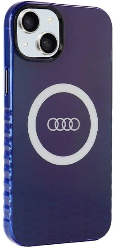Audi IML Big Logo MagSafe Dėklas Apple iPhone 15 Plus / 14 Plus 6.7″ mėlynos spalvos hardcase AU-IMLMIP15