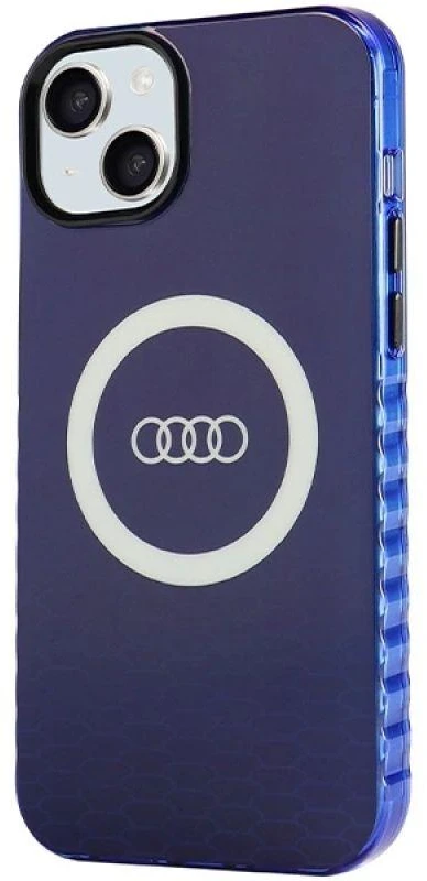 Audi IML Big Logo MagSafe Dėklas Apple iPhone 15 Plus / 14 Plus 6.7″ mėlynos spalvos hardcase AU-IMLMIP15