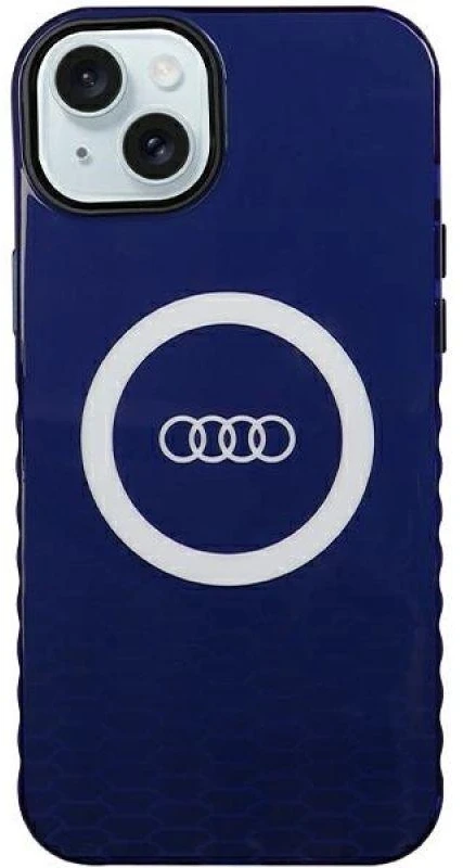 Audi IML Big Logo MagSafe Dėklas Apple iPhone 15 Plus / 14 Plus 6.7″ mėlynos spalvos hardcase AU-IMLMIP15