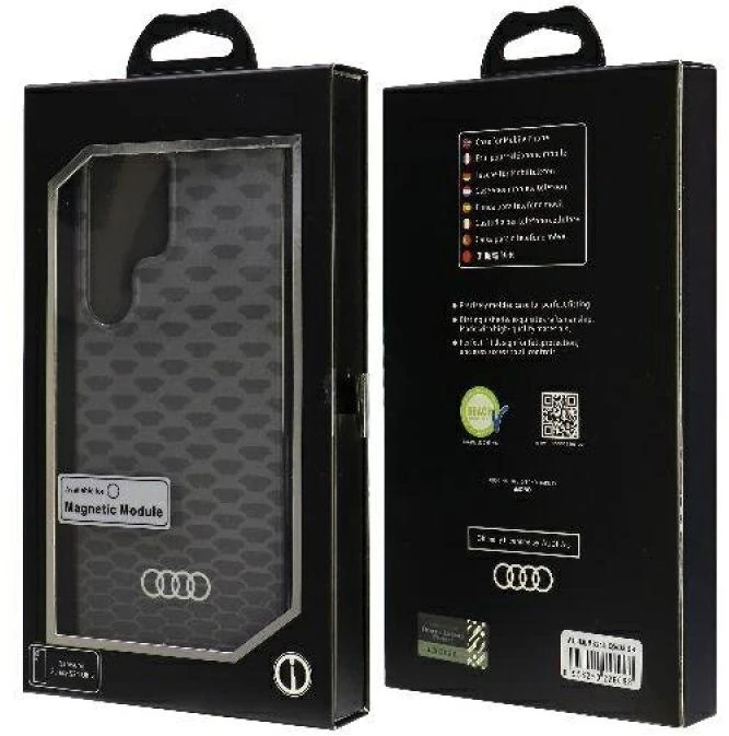 Audi IML Stitching Pattern MagSafe Dėklas S24 Ultra S928 juodos spalvos Hardcase AU-IMLMS24U-Q5/D3-BK