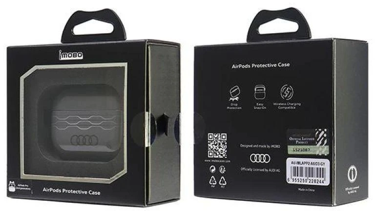 Audi IML Geometric Pattern AirPods Pro 2 dėklas pilkos spalvos AU-IMLAPP2-A6/D3-GY