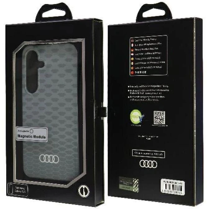 Audi IML Stitching Pattern MagSafe Dėklas S24 S921 pilkos spalvos Hardcase AU-IMLMS24-Q5/D3-GY
