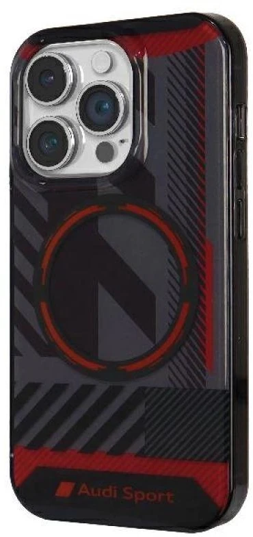 Audi IML Sport MagSafe dėklas Apple iPhone 14 Pro Max 6.7″ juodos spalvos hardcase AU-IMLMIP14PM-RSQ/D2-BK