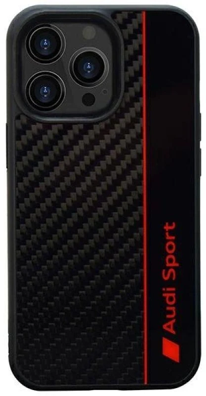 Audi Carbon Fiber Stripe Apple iPhone 13 Pro / 13 6.1″ juodos spalvos kietas dėklas AUS-TPUPCIP13 P-R8/D1-BK